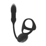 Vibrating and thrusting silicone tri o cockring with prostate stimulator - black - obrazek 5