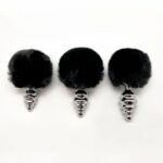 Metal anal fluffy twist plug s black - obrazek 3
