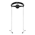 Bedroom fantasies - ball gag with nipple clamps black - obrazek 3